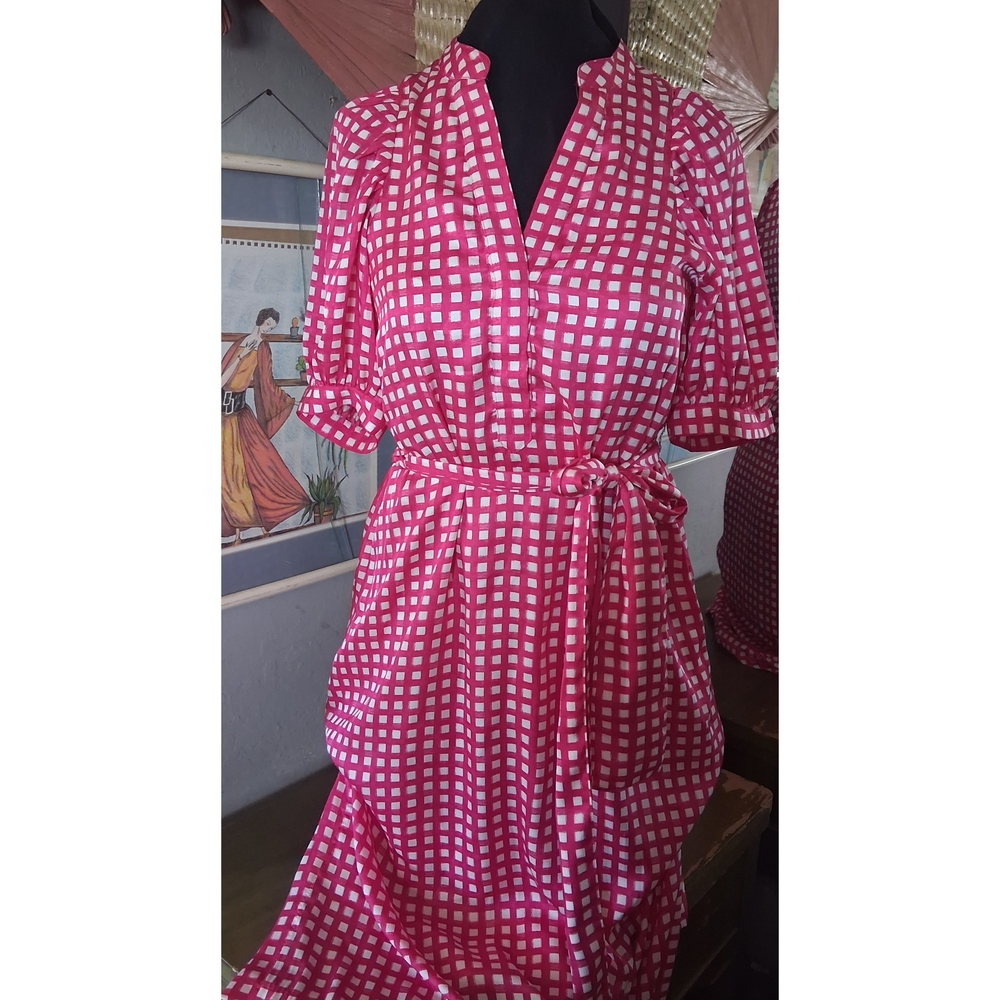 Ann Taylor Red Checkered Midi Dress